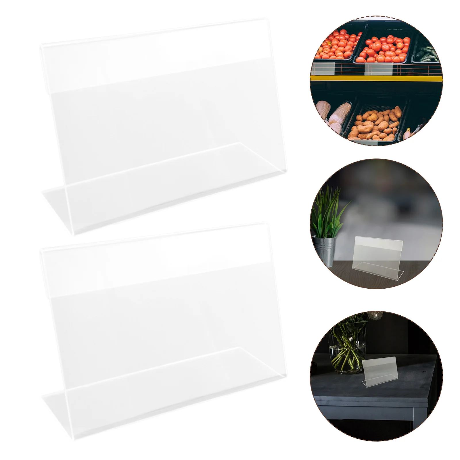 

Clear Acrylic 6x4cm 30Pcs Plastic Price Tag Holders for Supermarket Retail Transparent L Type Shelf Label Display Cards