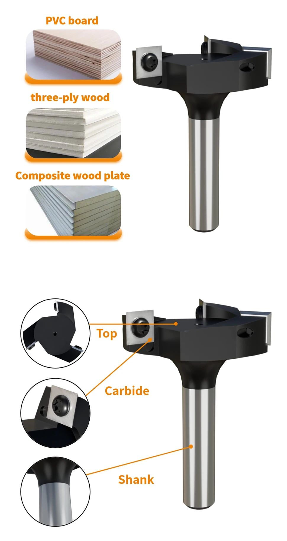 Imagem -02 - Cnc Surfacing Router Bit para Madeira Spoilboard Estilo Inserção Fresa de Face End tipo Plaina Slotting Bit 12 12.7 mm 1pc
