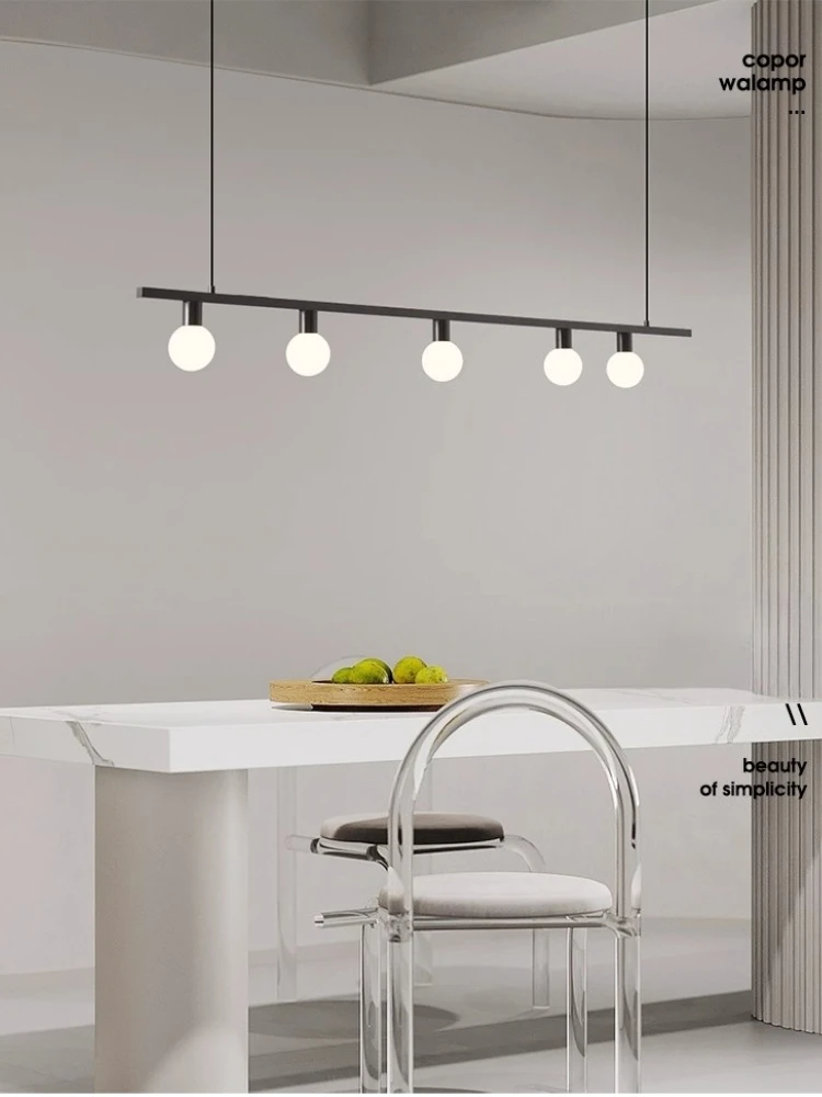 مصباح معلق على شكل مطعم نحاسي بالكامل، تركيبات إضاءة معلقة لطاولة الطعام طويلة وحديثة وبسيطة من الشمال