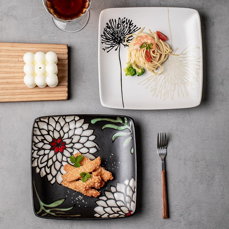 

8-inch hand-painted ceramic plate, a household Japanese cuisine tableware 1PC