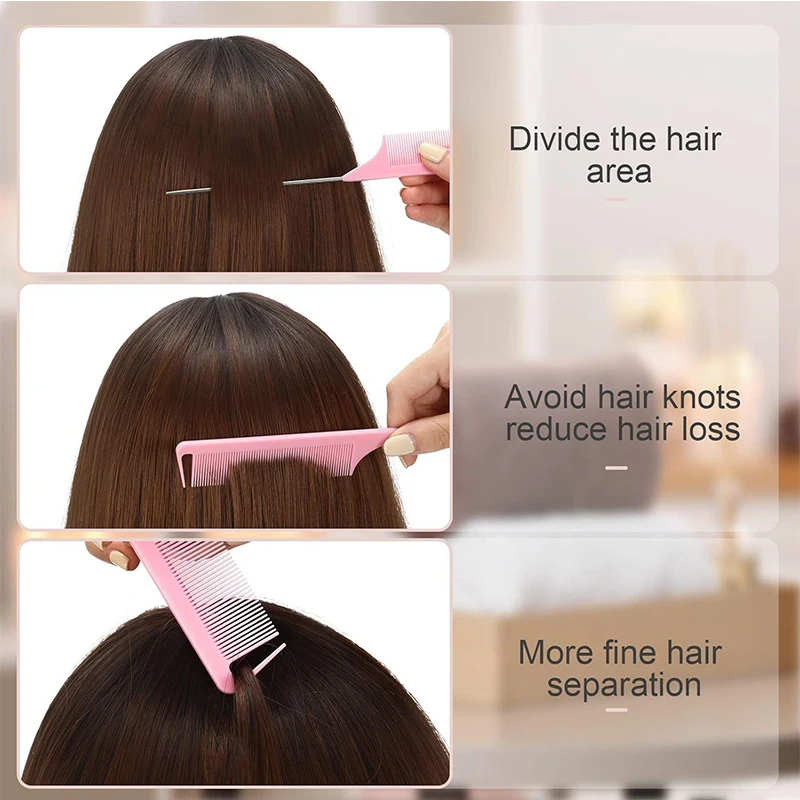 1pc Professional Pointed Tail Hair Comb Salon Cut Comb Styling Stainless Steel Spiked Salon Hair Care Hairdresser Styling Tool