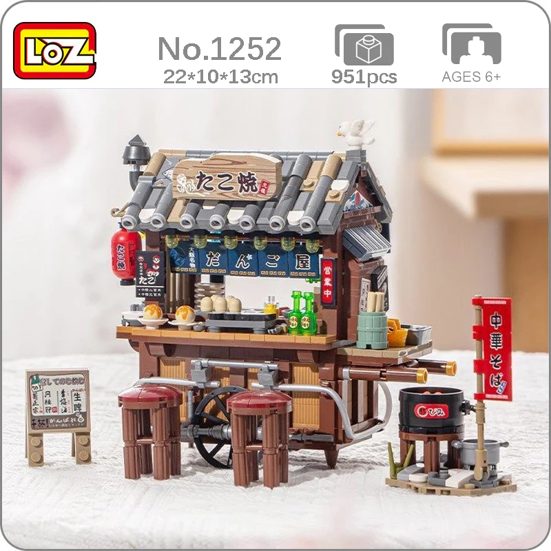 

LOZ 1252 японский полуночный дайнер Izakaya Takoyaki осьминог суши гриль рыба вино улица мини-блоки кирпичи строительные игрушки без коробки