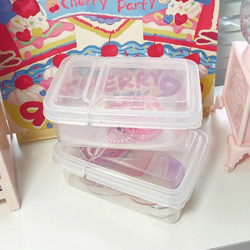 Flip Storage Box Film Storage Box Sticker Stationery Classification Box Card Holder Storage Box INS Small Transparent