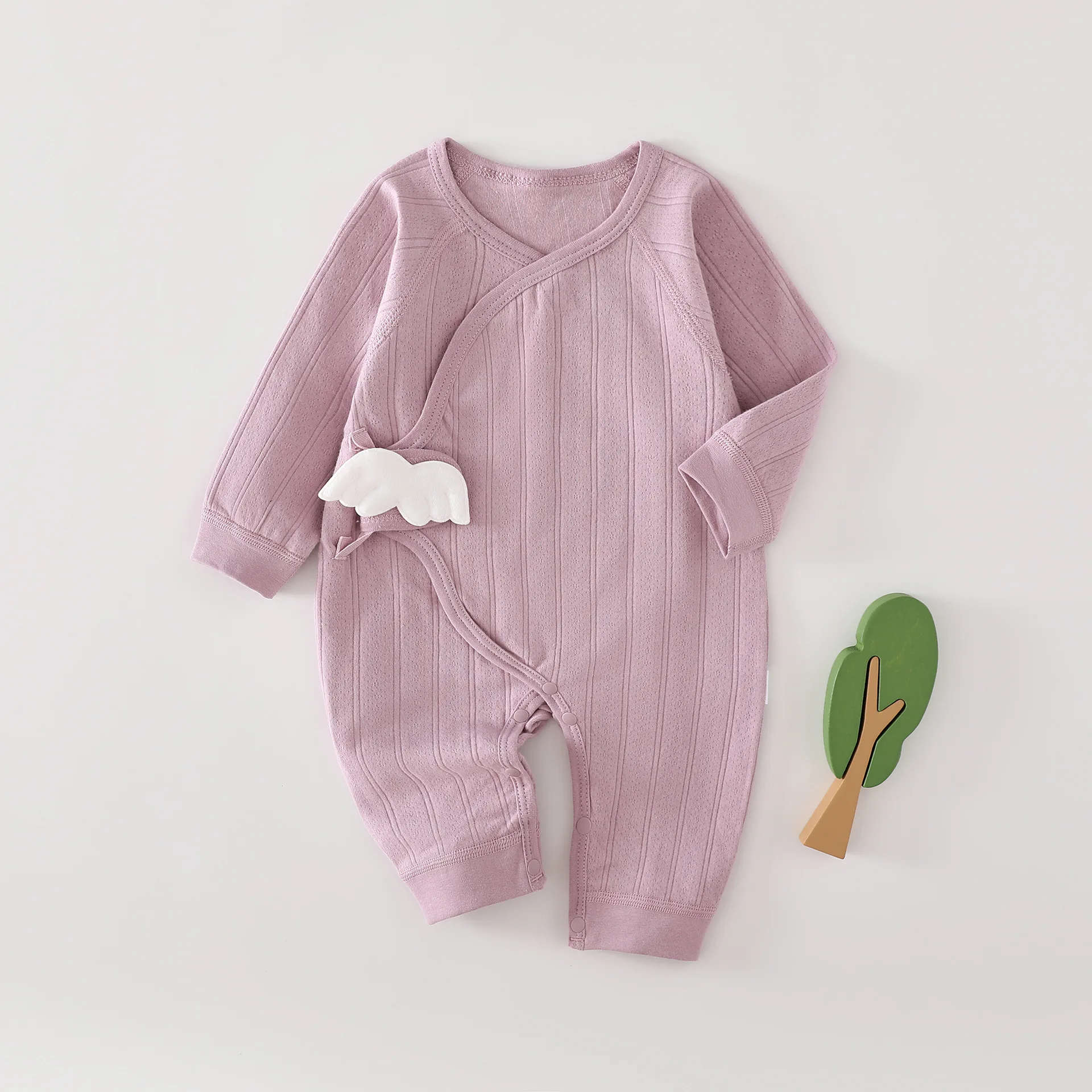 AYNIGIELL Newborn Baby Solid Color Jumpsuit Spring and Autumn 0-6Months Baby Rompers Newborn Girls Boys 100%Cotton Clothes