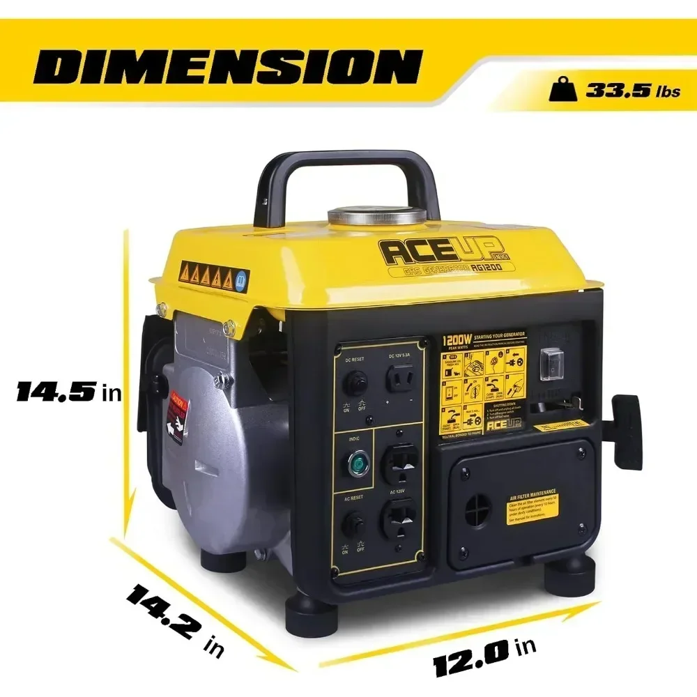 1200W Gas Powered Generator for Home Use Camping Ultralight, EPA & CARB Compliant, Small Portable Generator