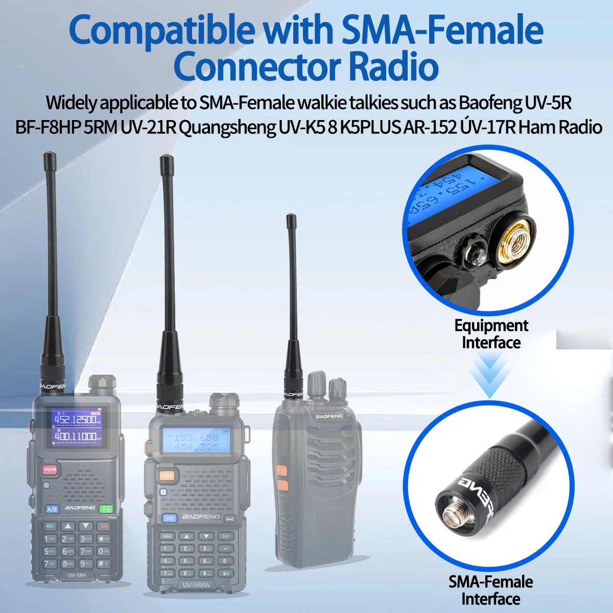 Antena Baofeng BF-701 PRO VHF UHF alta ganancia SMA - imagen 2