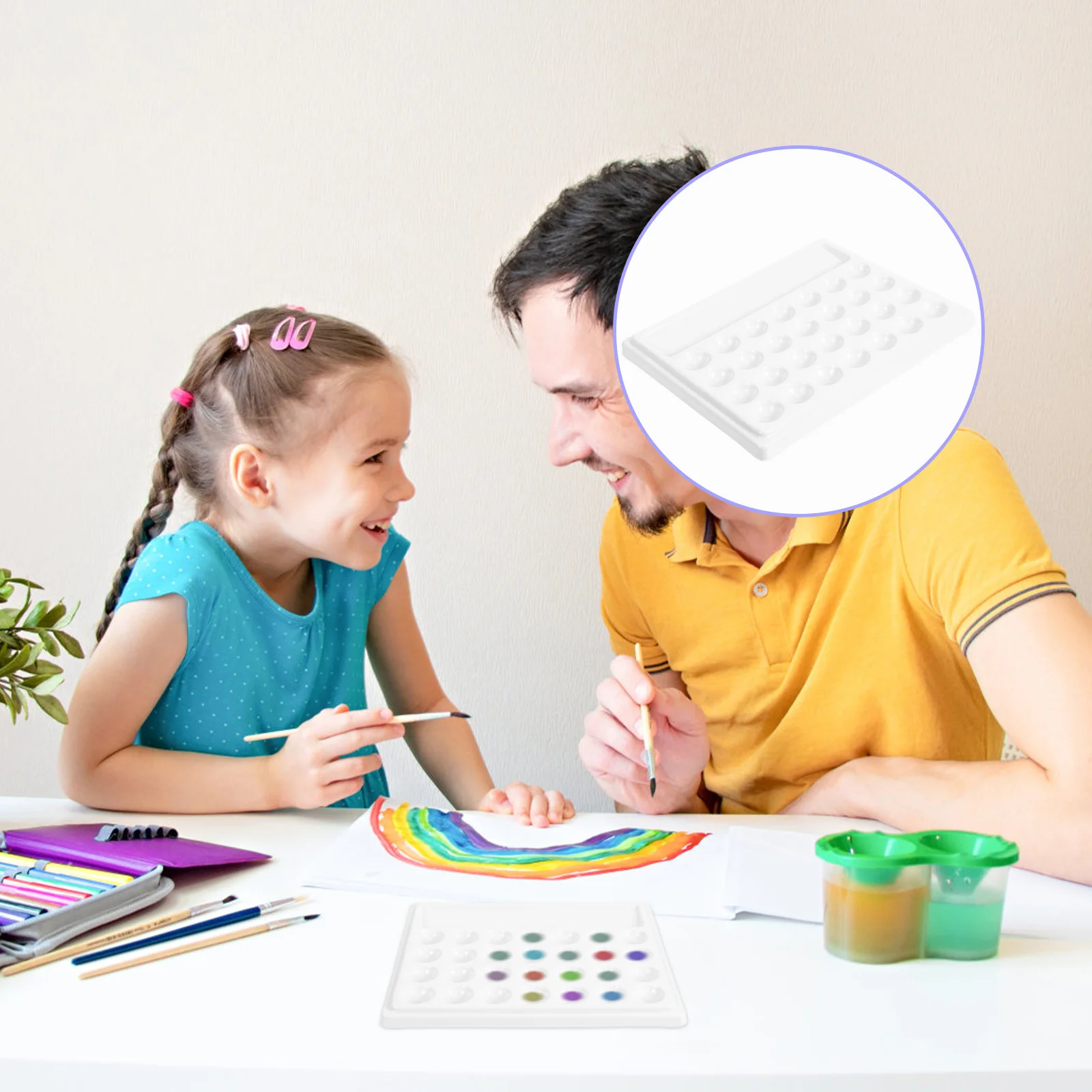 

1Pcs Paint Tray 28 Holes Pallet Convenient Storage Pigment Mixing Plate for Oil Watercolor Gouache Art Paint Tray