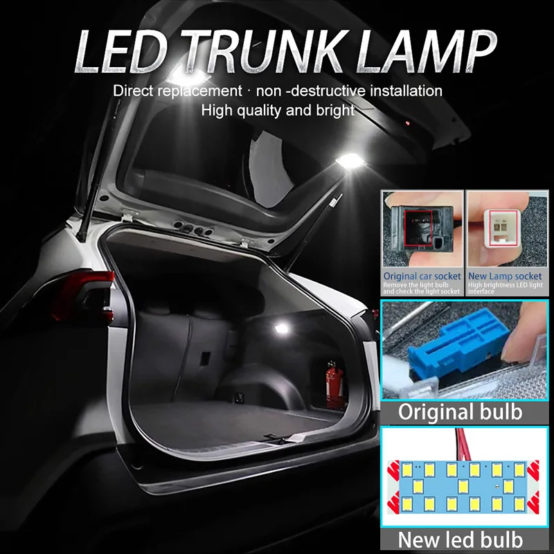 1Pcs Car Led Signal Bulbs Trunk Light White Lamp For Toyota Corolla Cross 10 Series bZ4X RAV4 2023-2024 Prius LAND Cruiser 300