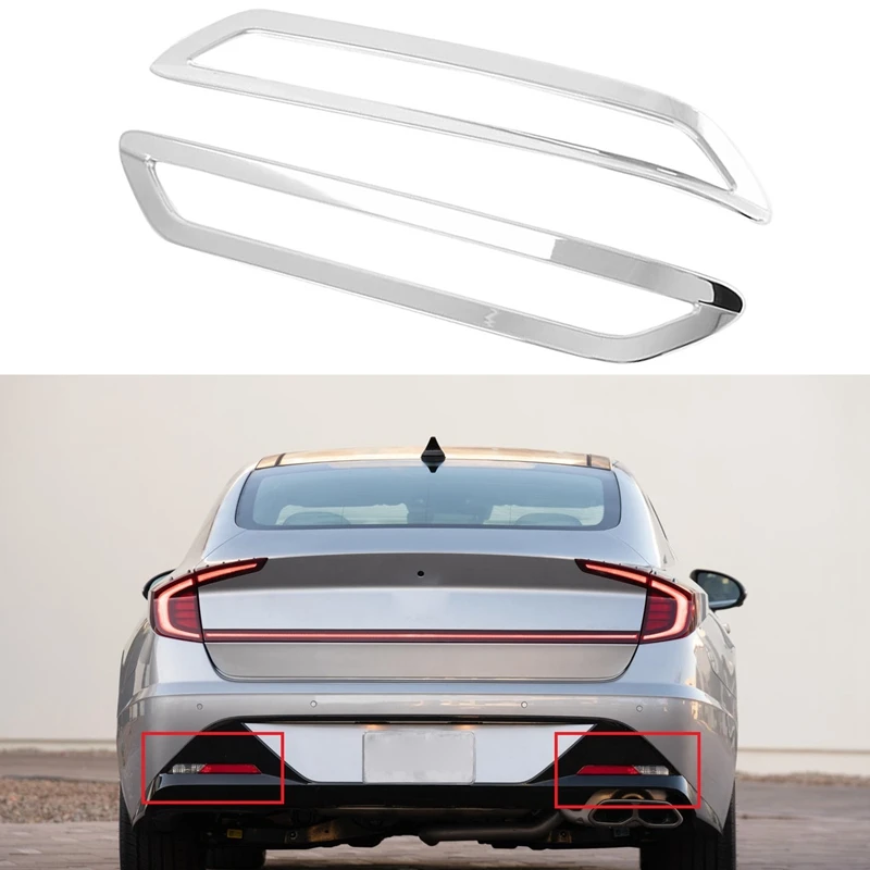 

For Hyundai Sonata DN8 10Th 2019 2020 Car Accessories ABS Chrome Rear Reflector Fog Light Lamp Cover Trim Bezel Frame