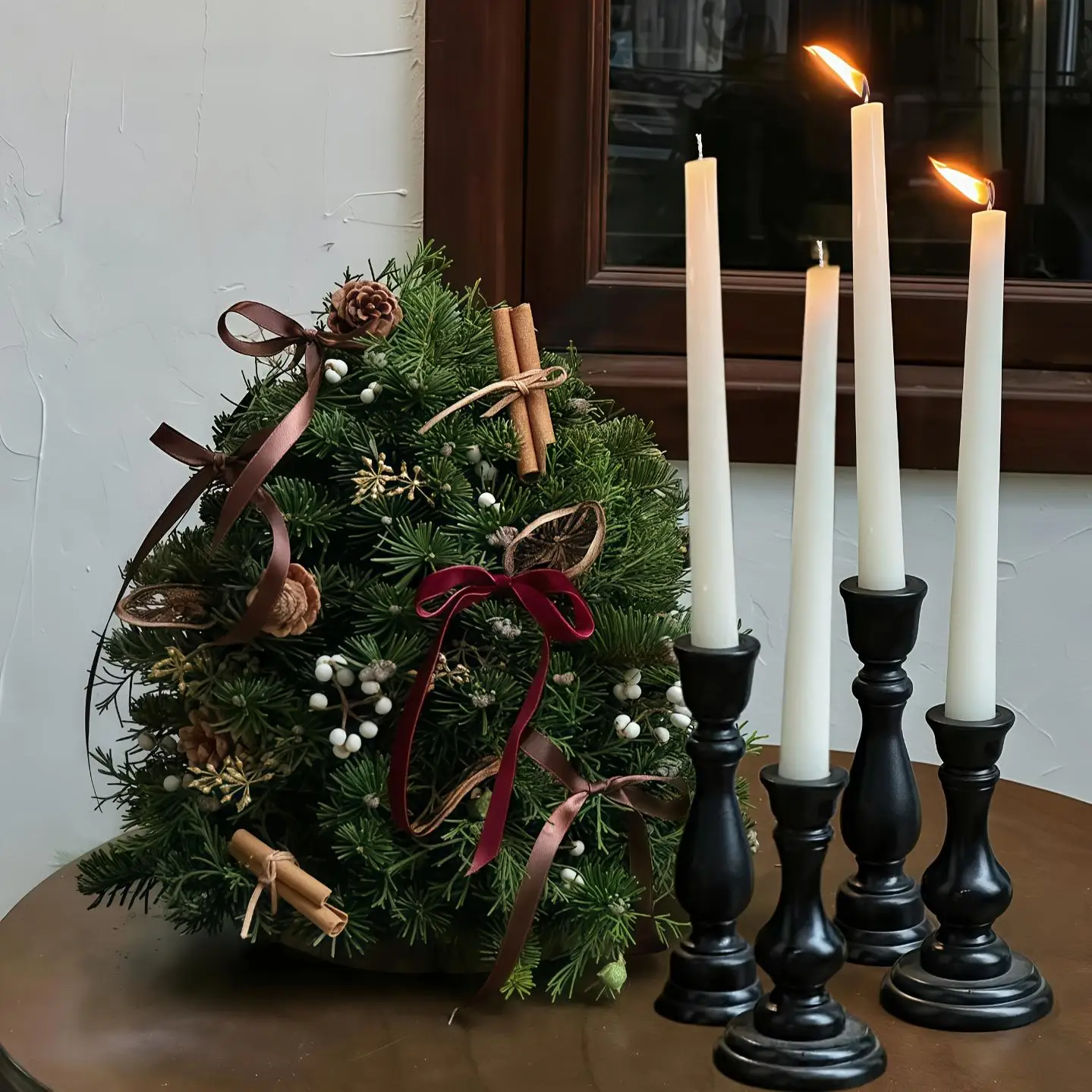 Long Cone Shaped Set of 4 White Smokeless Clean Burning 5-8 Hours Perfect for Home Decor Weddings Parties and Candlelight Dinners Bow