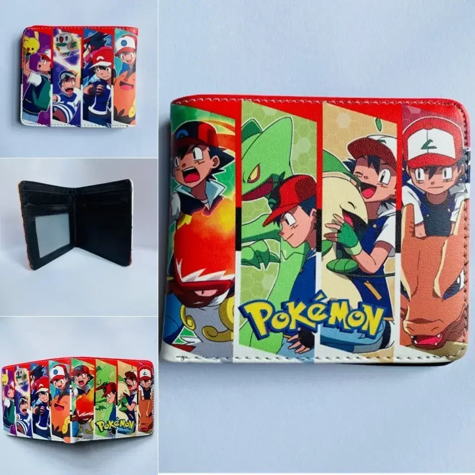 Pokémon Pikachu Wallet Cartoon Mewtwo Gengar Eevee Kirbymon Action Anime Figures PU Wallet Cute Cartoon Student Coin Purse Gift