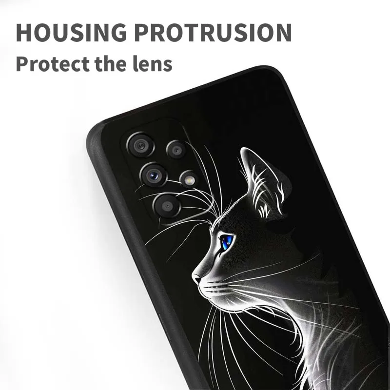 Funda artística de gato de Anime oscuro para Samsung A73 A72 A71 A55 A54 A53 A52 A51 A13 A22 A16 A15 A12 A14 A26 A07 5G negro