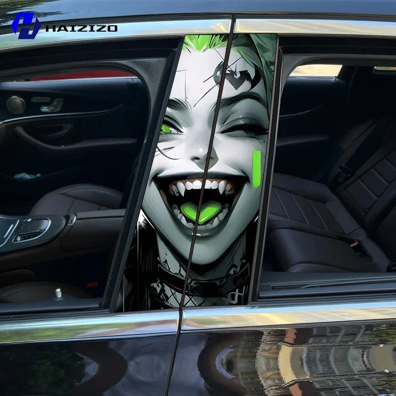 

2pcs Joker girl car graffiti stickers, waterproof vinyl film, sunscreen, funny, scratch resistant, B-pillar, pet decoration