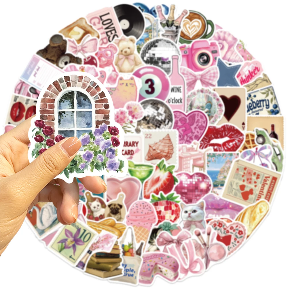 10/30/50/100 قطعة لطيف الكرتون الوردي الحيوان الجمالية ملصقات الشارات محمول دفتر جراب هاتف مذكرات الثلاجة لاصقة تزيين