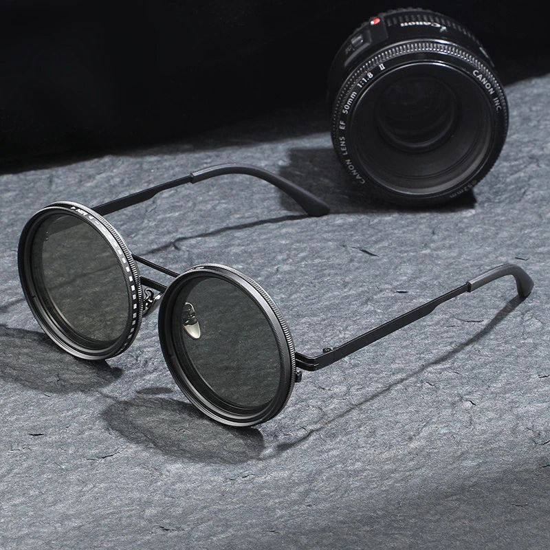 

Handmade ND9 Adjustable Dimming Sunglasses Retro Punk Round Men's Outdoor Fishing UV400 Polarized Driving Sunglasses for Women