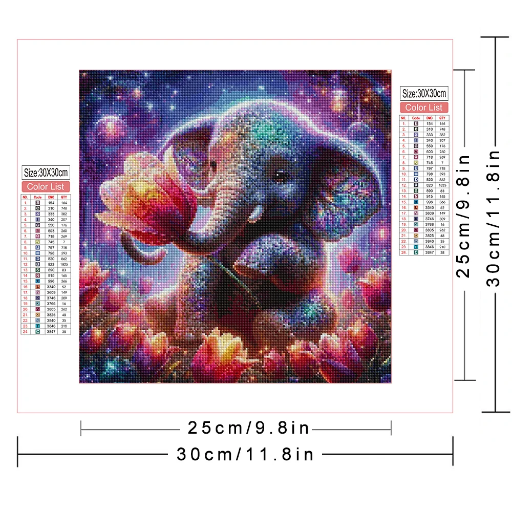 AZQSD Diamond Painting Elephant Animal AB Drill Cross Stitch Rhinestones Mosaic Flower Embroidery Full Kits Wall Decorative