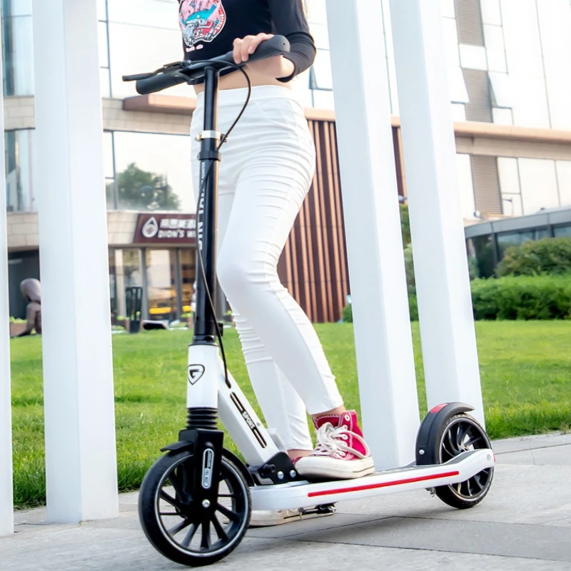 

Foldable Adult Scooter Two-Wheel Commuter High Carbon Steel Frame Dual Brake Adjustable Height Fast Folding Bearing Ride Youth