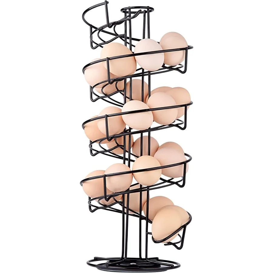 

Toplife Spiral Design Metal Egg Skelter Dispenser Rack Storage Display Rack Black
