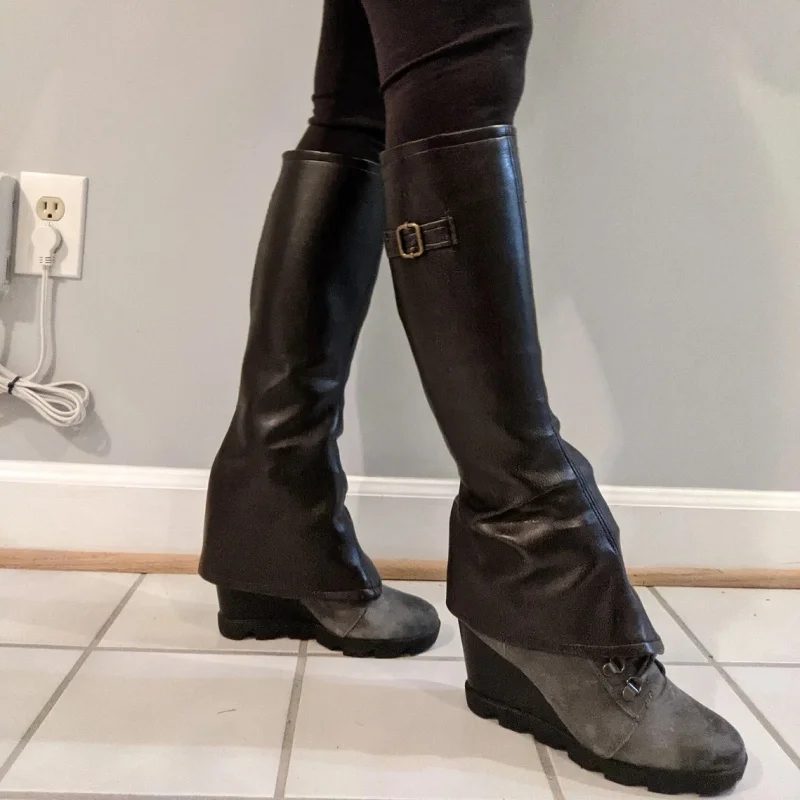 PU-Beinschutz, Steampunk-Krieger-Schuhüberzug, mittelalterlicher, gotischer Schuhüberzug für Maskerade, Ritterkostüm, Accessoire, Cosplay-Requisite, für Damen und Herren. – Detail 1