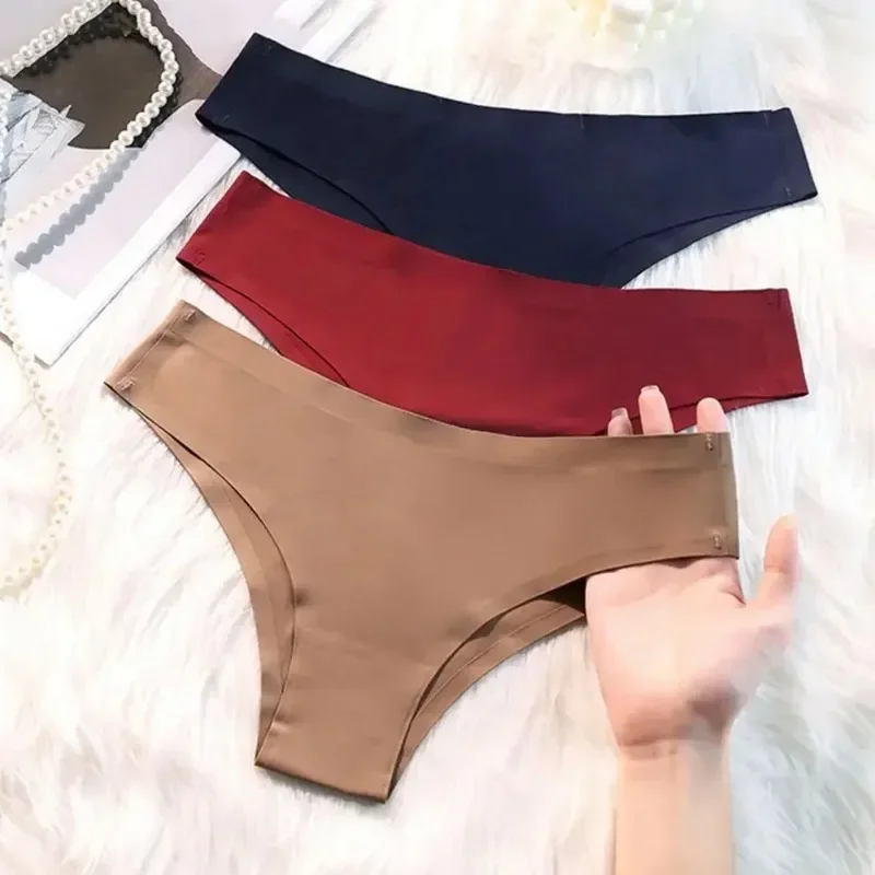 

Ice Silk Seamless Underwear Low Waisted Breathable High Elasticity Lingerie Intimates Panties Thongs Women Panties