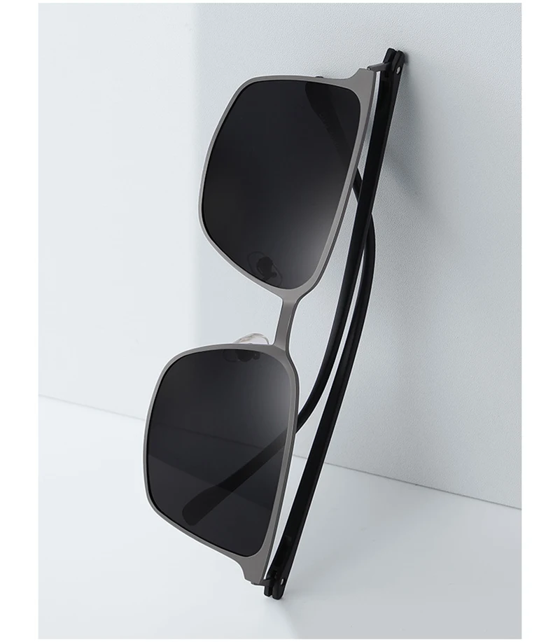Ultra Licht Edelstahl Polarisierte Sonnenbrille Männer Hohe Qualität Metall Quadrat Männliche Sonnenbrille Mode Sommer Driving Shades UV400 – Detail 2