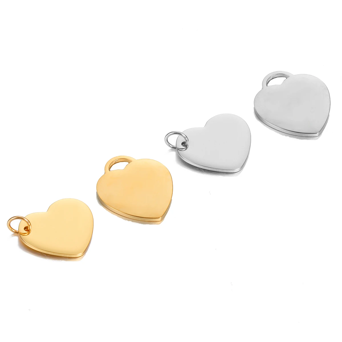 10Pcs/lot Mirror Polishing ID Heart Tag Collar Pendant Stainless Steel Stamping Blank ID Dog Tags Pendant Necklace ID Jewelry