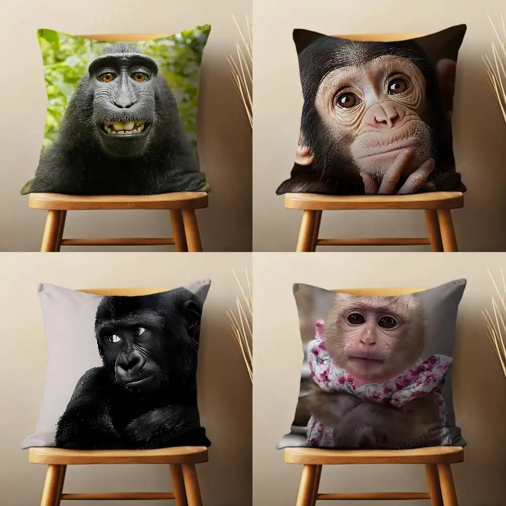 

Emoticons Monkey Funny Throw Pillow Case Living Room Sofa Cushion Cover For Home Bedroom Decoration And Protector