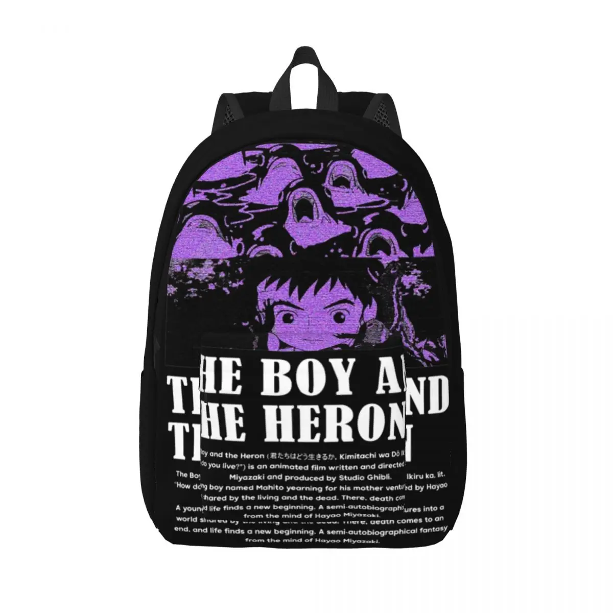 

Anime The Boy And The Heron Backpack for Boy Girl Kids Student School Bookbag Canvas Daypack Preschool Primary Bag with Pocket