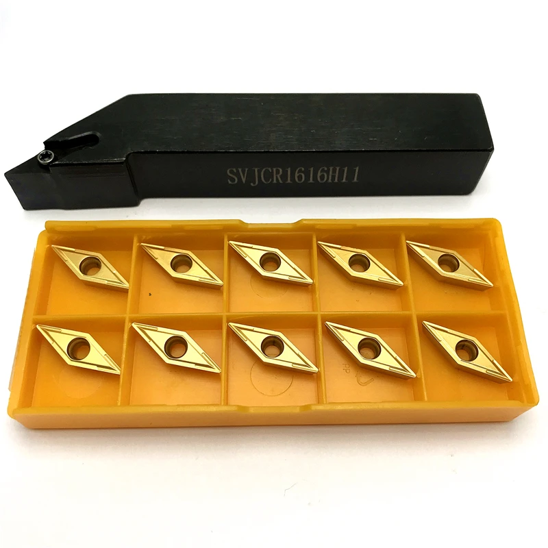 +10PCS Carbide inserts VCMT110304 External Turning Tool Holder SVJCR1010H11 SVJCR1212H11 SVJCR1616H11 SVJCR2020K11 SVJCR2525M11