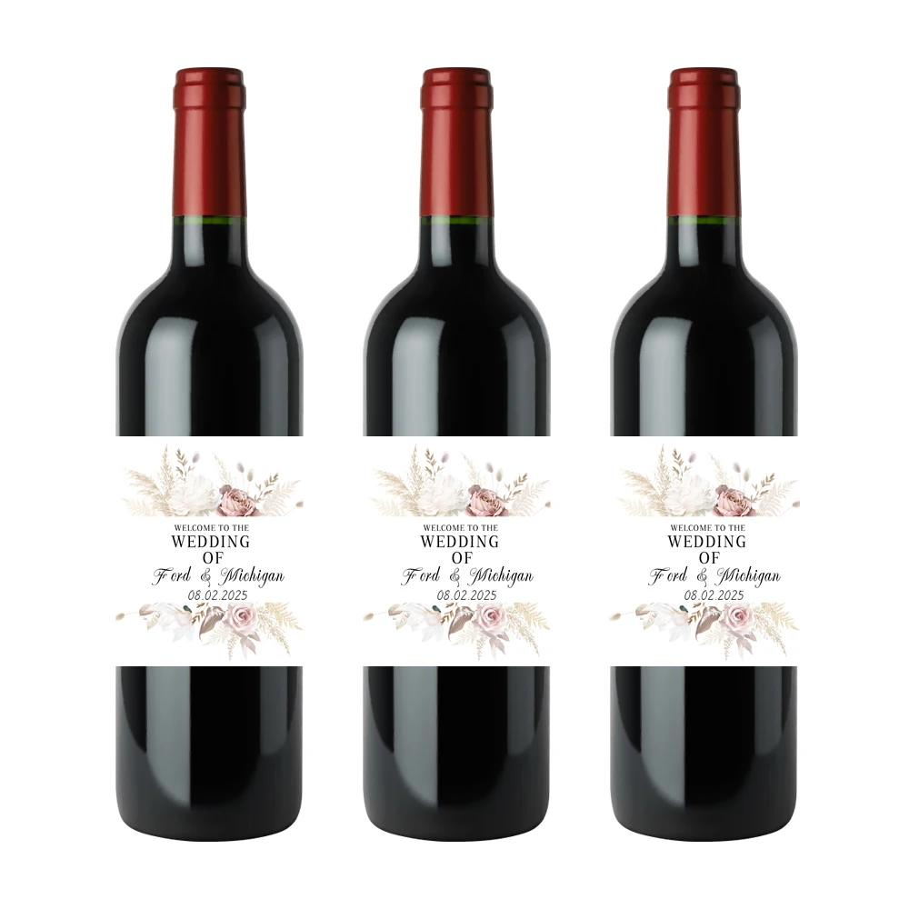 Picture 7: 6pcs Personalized Wine Bottle Labels Custom Fall in Love Autumn Themed Wine Bottle Labels Wedding Party Wine Bottle Decorations