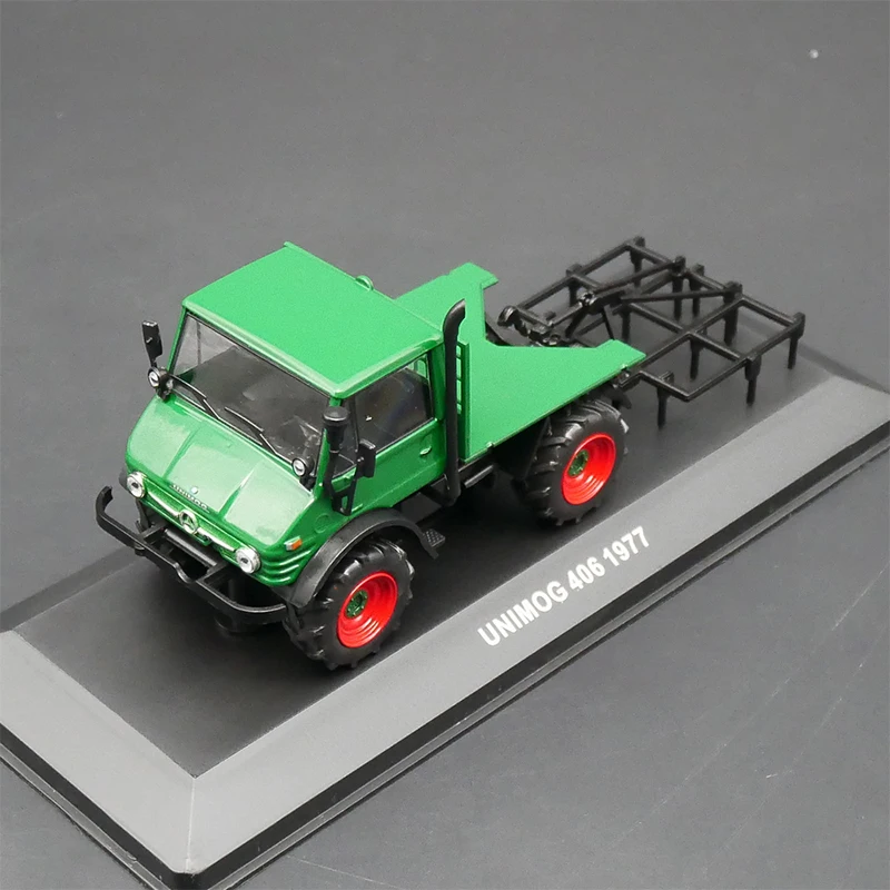 1:43 Scale Benz Unimog 406 1977 Farm Tractor Alloy Classic Cultivator Model Toy Metal Collectible Display Scene Ornaments Green