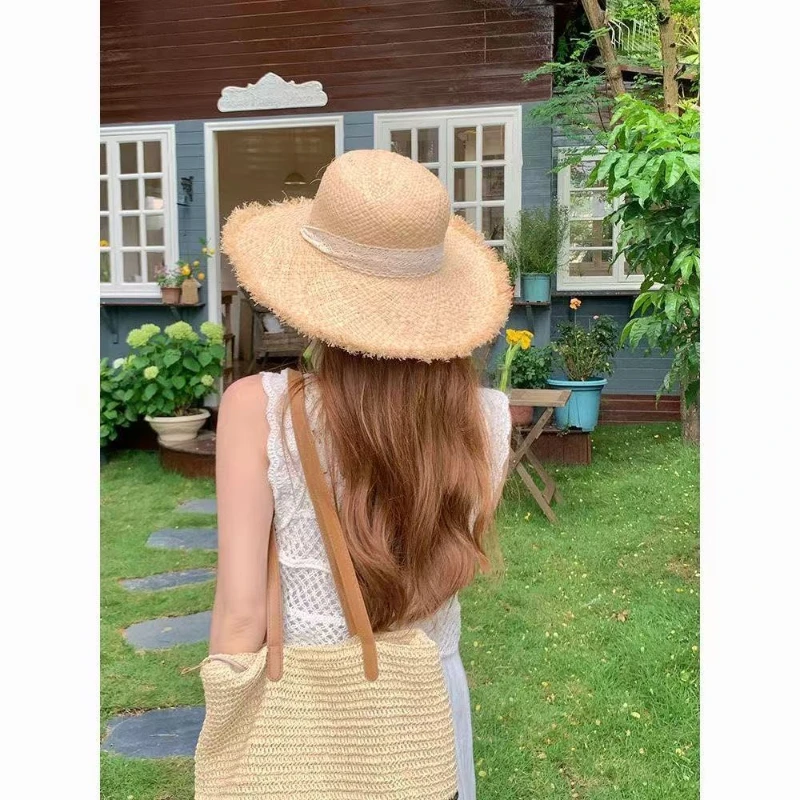 Women Raffia Straw Sun Hat Wid - Hat Floppy Wide ulasan dan harga
