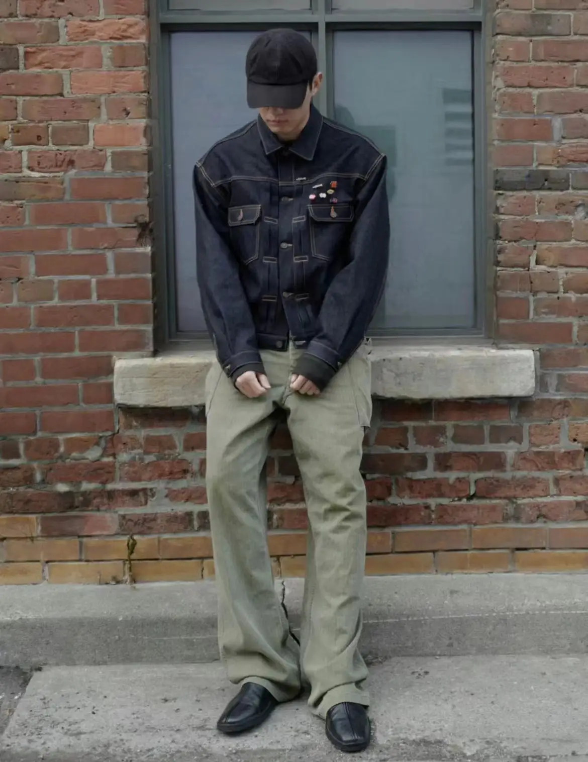 

Visvim Kofu 0xx Jkt Mud Loose Red Ear Original Mud Dye Denim Jaet Молодежная модная верхняя одежда Long Sve на осень