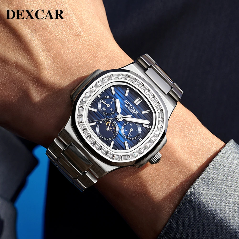 DEXCAR Men's Watches Top Luxury Mechanical Automatic Watch For Men Wristwatch Clock Stainless Steel Waterproof Reloj Hombre 2024