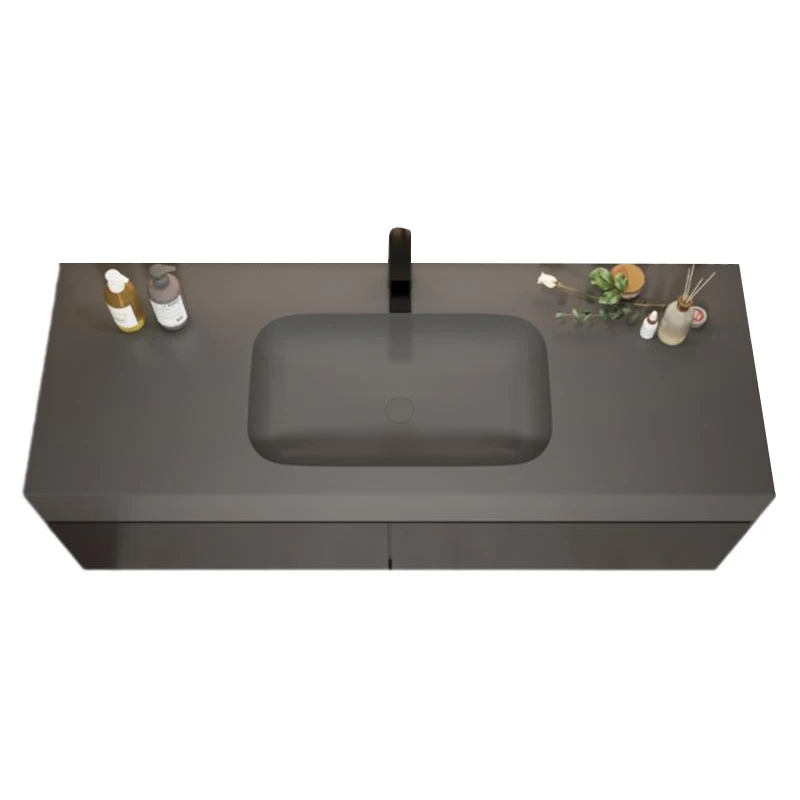 Gray artificial stone integrated bathroom wall-mounted washbasin household face basin bathroom cabinet