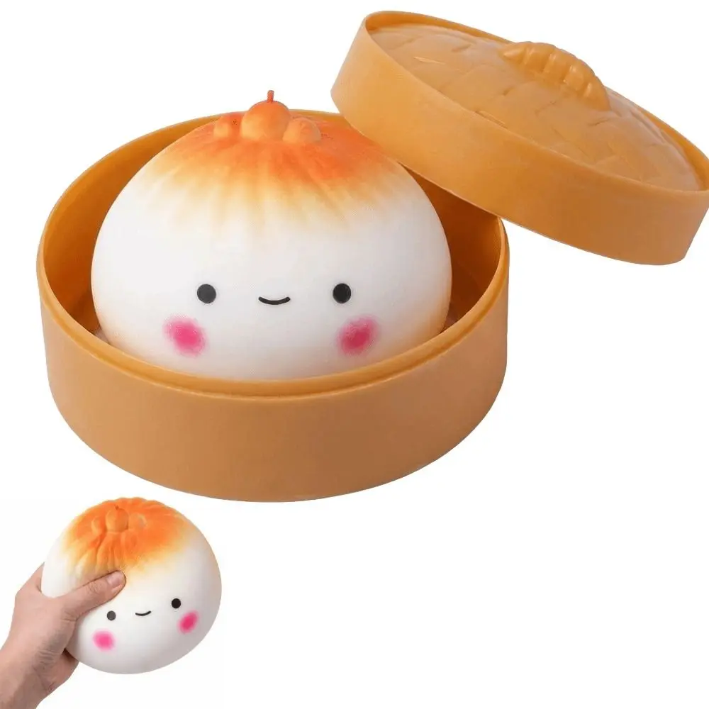 

Glitter Steamed Bun Squishy Toy Soft Slow Resilience Squishy Toy with Steamer Fidget Squeeze Decompression Dough Relaxation Tool