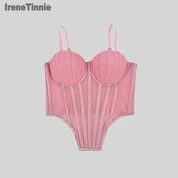 IRENE TINNIE-Women's Mesh Transparent Corset, Waist Fishbone Bandage, Bustier Corset, Sexy Tops, Fashion, New，2025