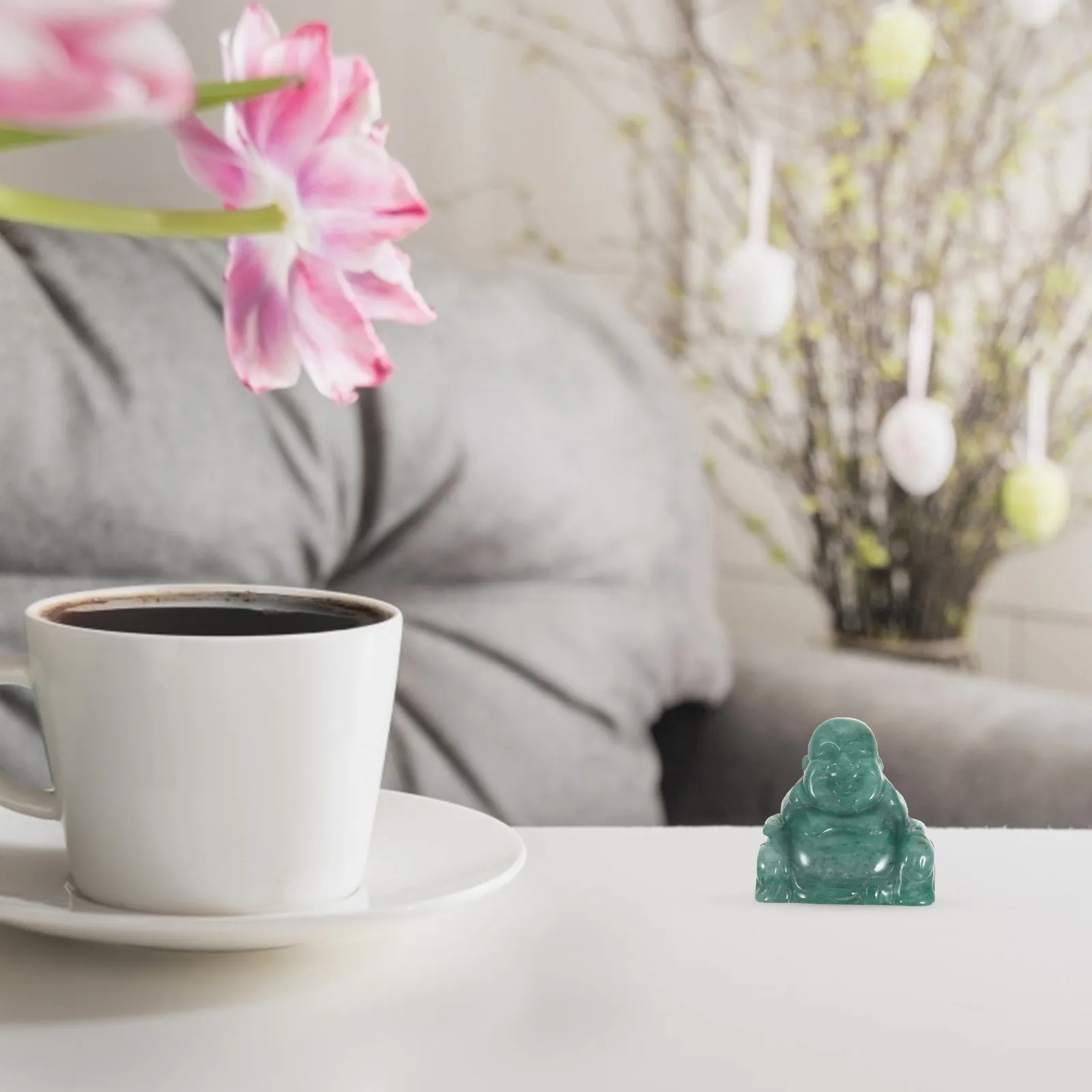 Crystal Buddha Statue Desktop Ornament Small Exquisite Handcrafted Zen Decor for Home Office Entrance Garden Indoor Space