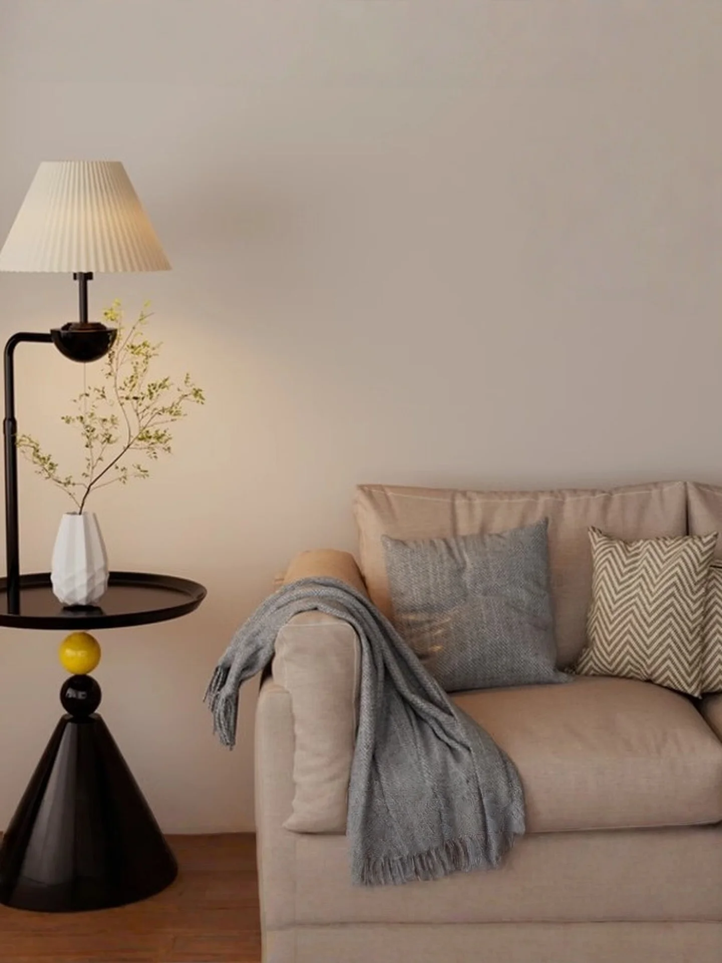 

Simple Cream Style Led Floor Lamp For Home Decoration, Bedside Table Storage Rack Integrated Living Room Sofa Lighting Fixture