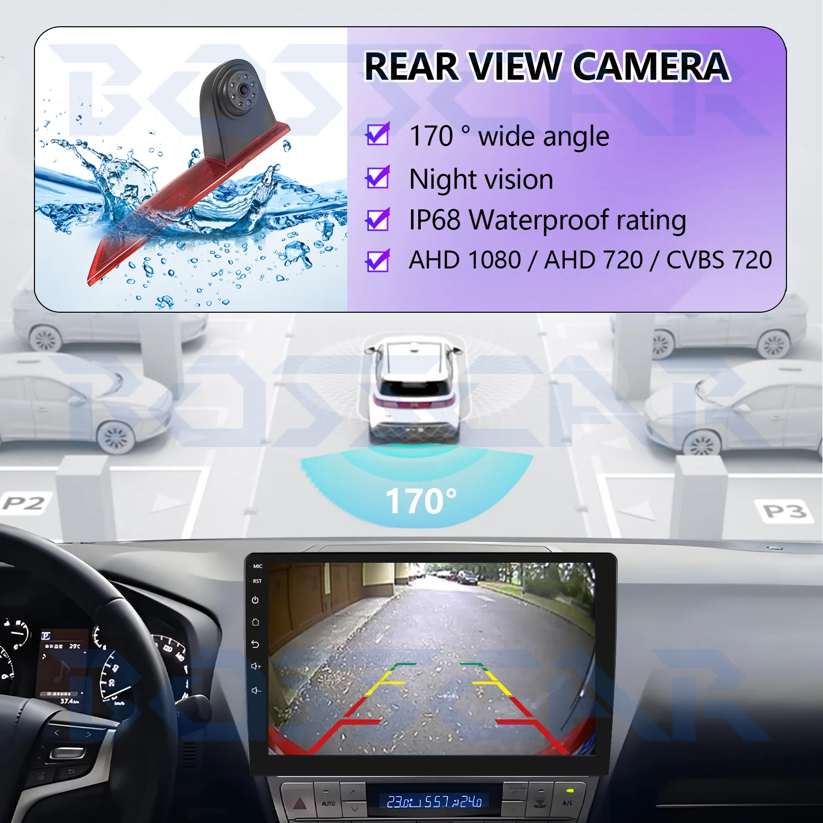 

Для Ford Transit Custom 2012-2015 AHD 1080P с золотым объективом, автомобильный стоп-сигнал, камера заднего вида, водонепроницаемая резервная камера