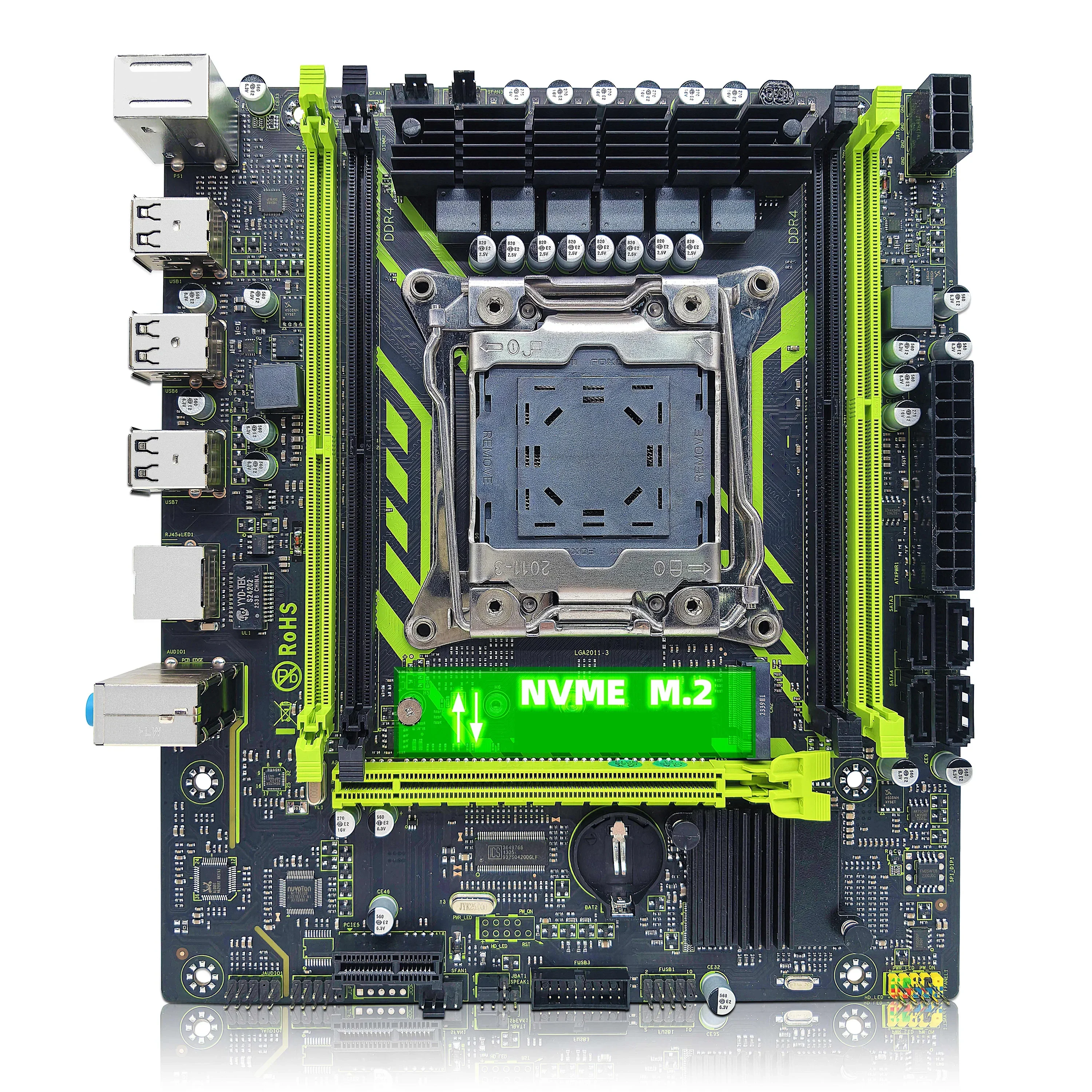 قاعدة Juego de placa ZSUS X99-8D4 con LGA2011-3 Xeon E5 2650 V4 CPU DDR4 16GB (1*16GB) 2133MHZ ميموري رام NVME M.2 SATA