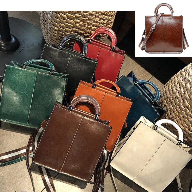 

Genuine Leather Women's Shoulder Bag Ladies Fashion Large Capacity Cowhide Purses and Handbags Commuter Shopping Bag