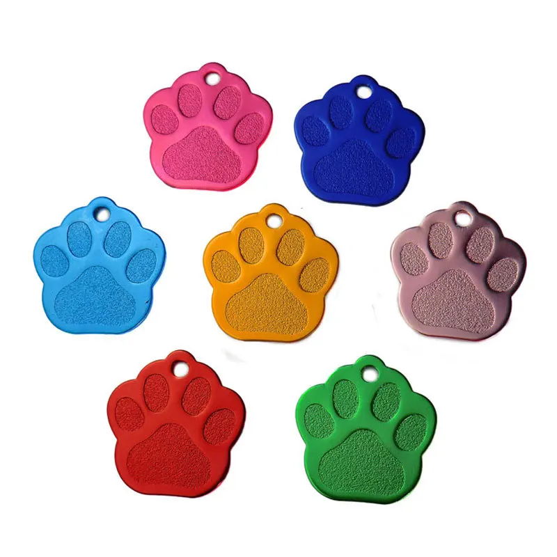 Wholesale 100Pcs Custom Dog Tags Personalized 3D Pet Dog Collar Accessories Engraved Cat Puppy ID Tag Paw Name tag Pendant plate