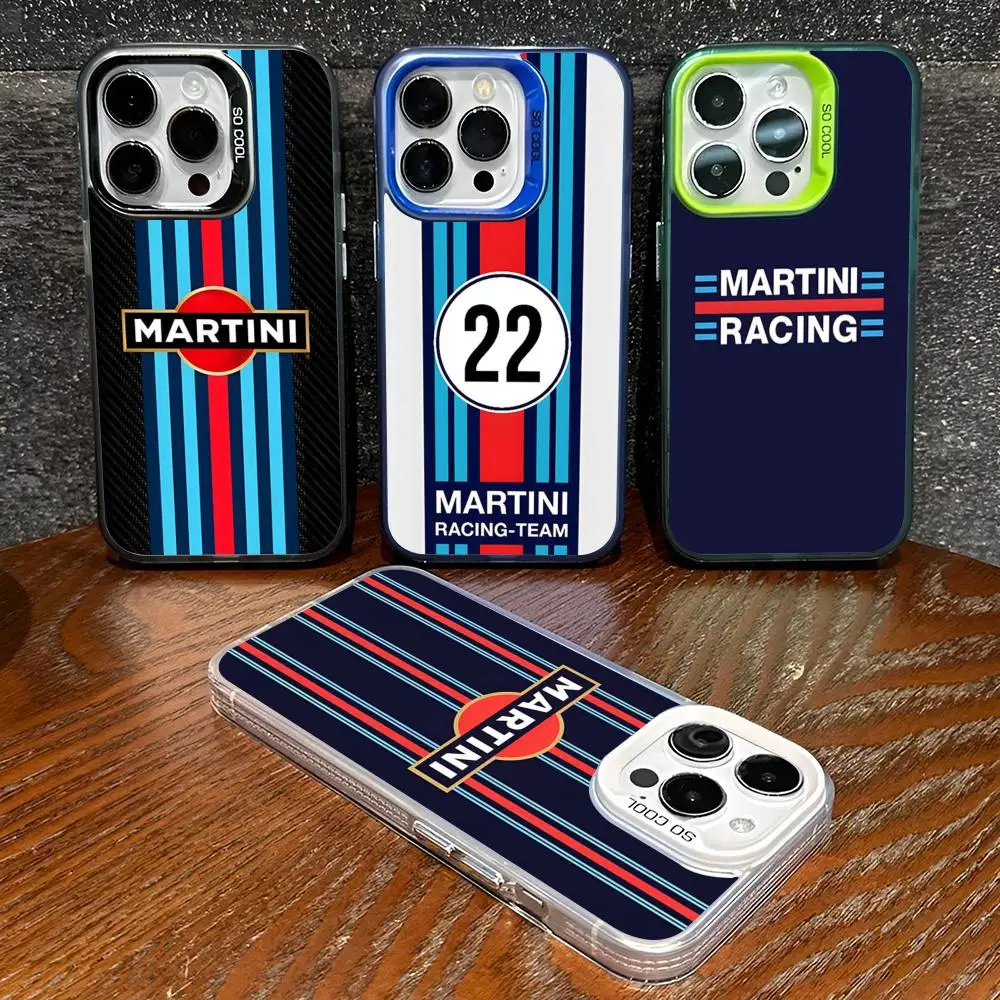 Чехол для телефона Racing Martini для iphone 17, 16, 15, 14, 13, 11, 12 Pro Max Xr X Xs 8 7 Plus, цветной серебристый чехол