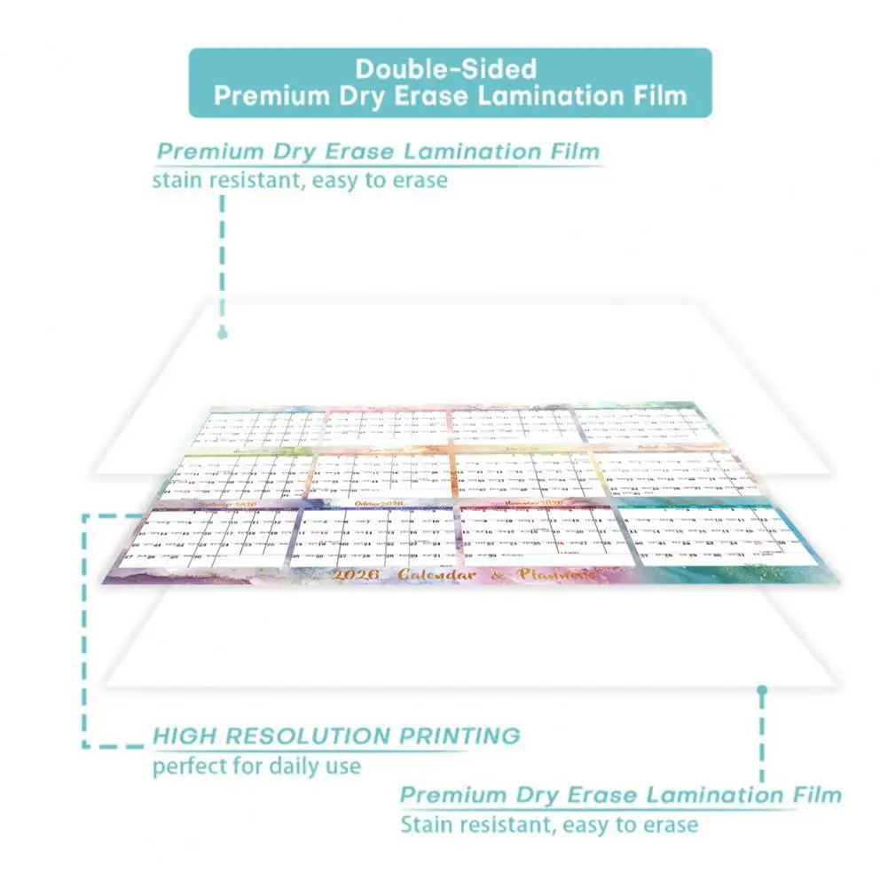 2025 달력 2025 지우기 가능 벽 달력, 연간 연간 플래너, 가역 일정 정리함, 습식 건식 지우기, 12 개월