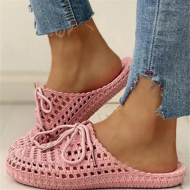 Women\'s Flip-flops Slippers 2023 Summer Shoes for Women Sandals Fashion Hollow Out Breathable Beach Shoes Lace-up Ladies Slipper