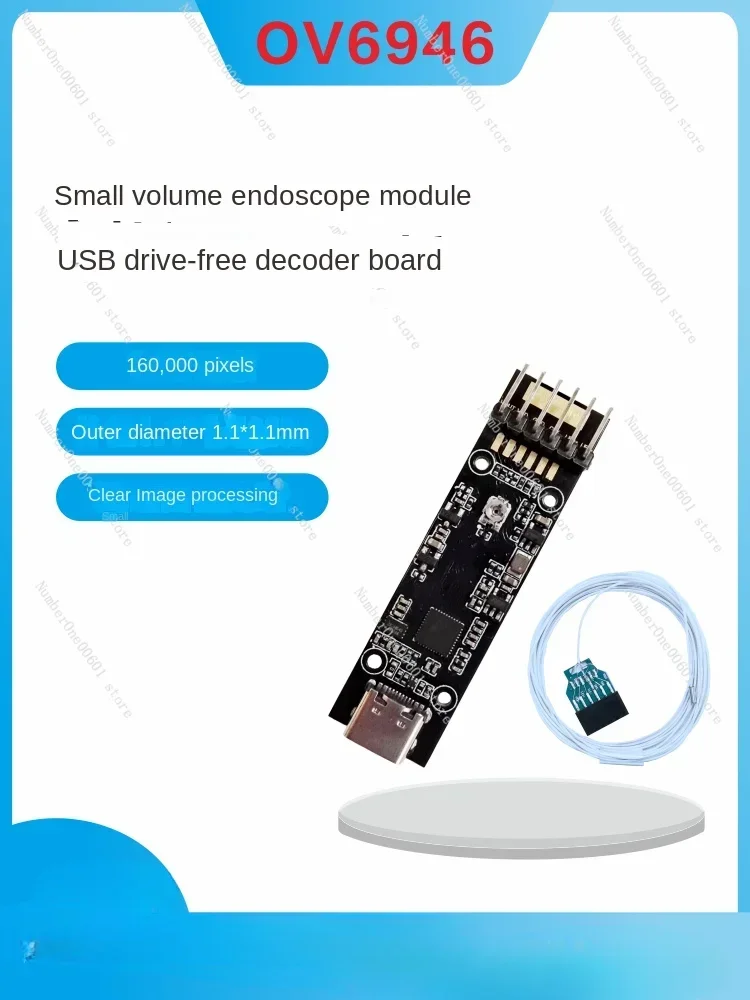 Outer diameter 1.1MM OV6946 endoscope camera module with USB2.0 drive-free decoder board clear output