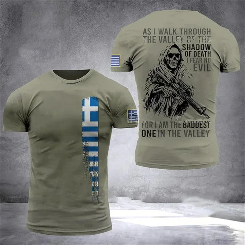 Hellas Totem Greece Emblem Graphic T Shirts Men Clothing 3D Print Greek Nation Flag Tshirt Fashion Streetwear Tops Tee Shirt