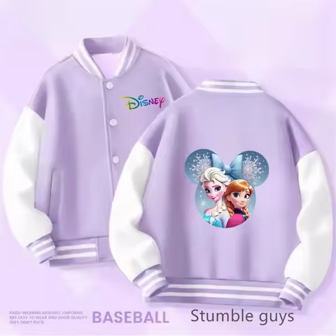 Forzen Baseball Uniform Kids Clothes Boys Sweatshirt Hooded Kawaii Stitch Sonic Pokemoned Long Sleeve Jacket Girls Hoodie