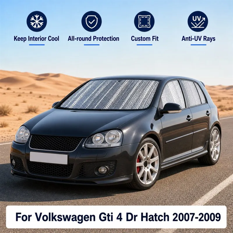 For Volkswagen Gti 4 Dr Hatch 2007-2009 Full Set Car Window Sunshades UV Block Privacy Heat Insulated Foldable Car Curtain